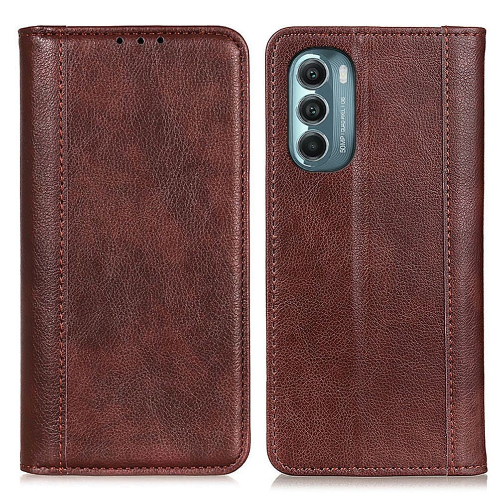 Genuine leather case with magnetic closure for Motorola Moto G Stylus 5G (2022) - Brown