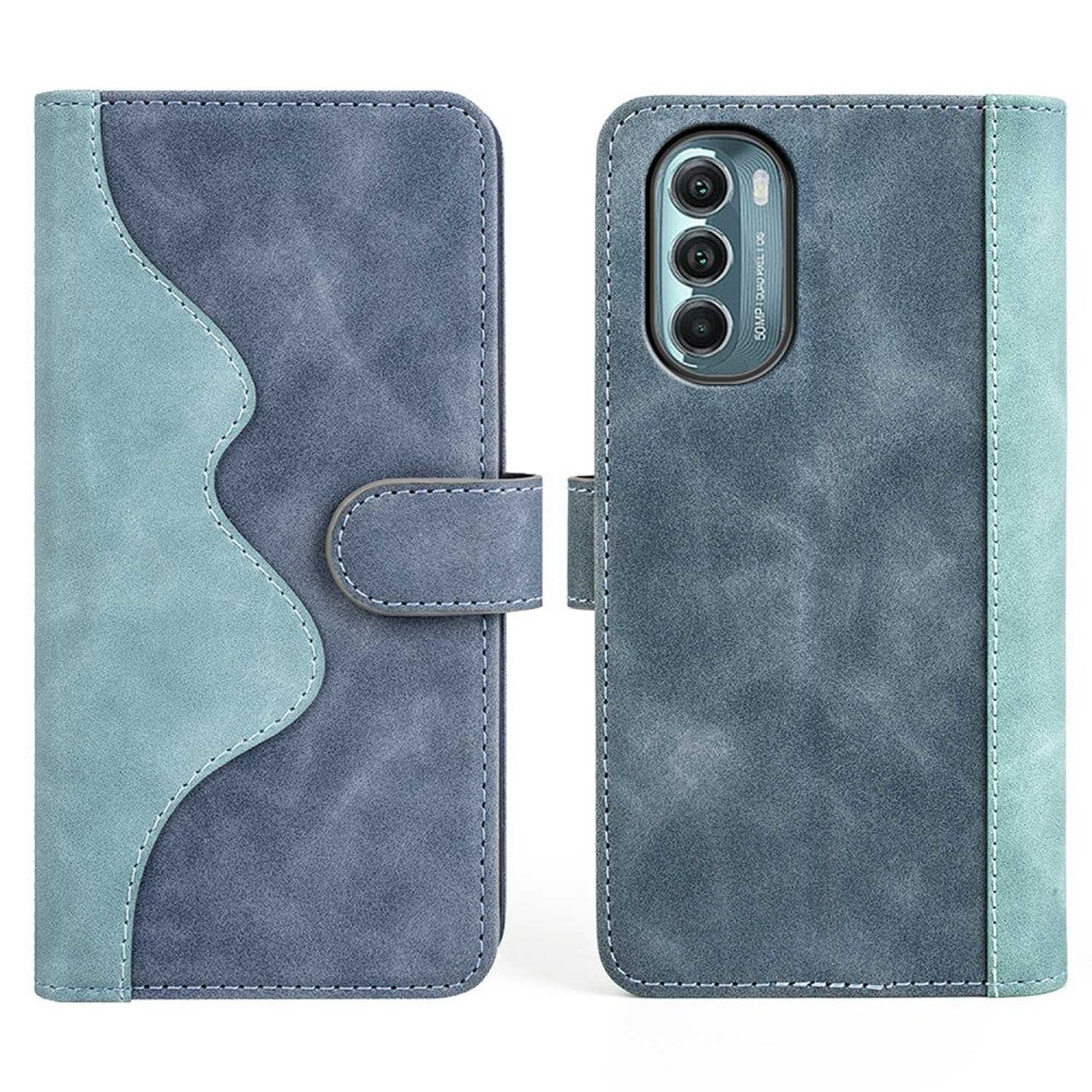 Two-color leather flip case for Motorola Moto G Stylus 5G (2022) - Blue