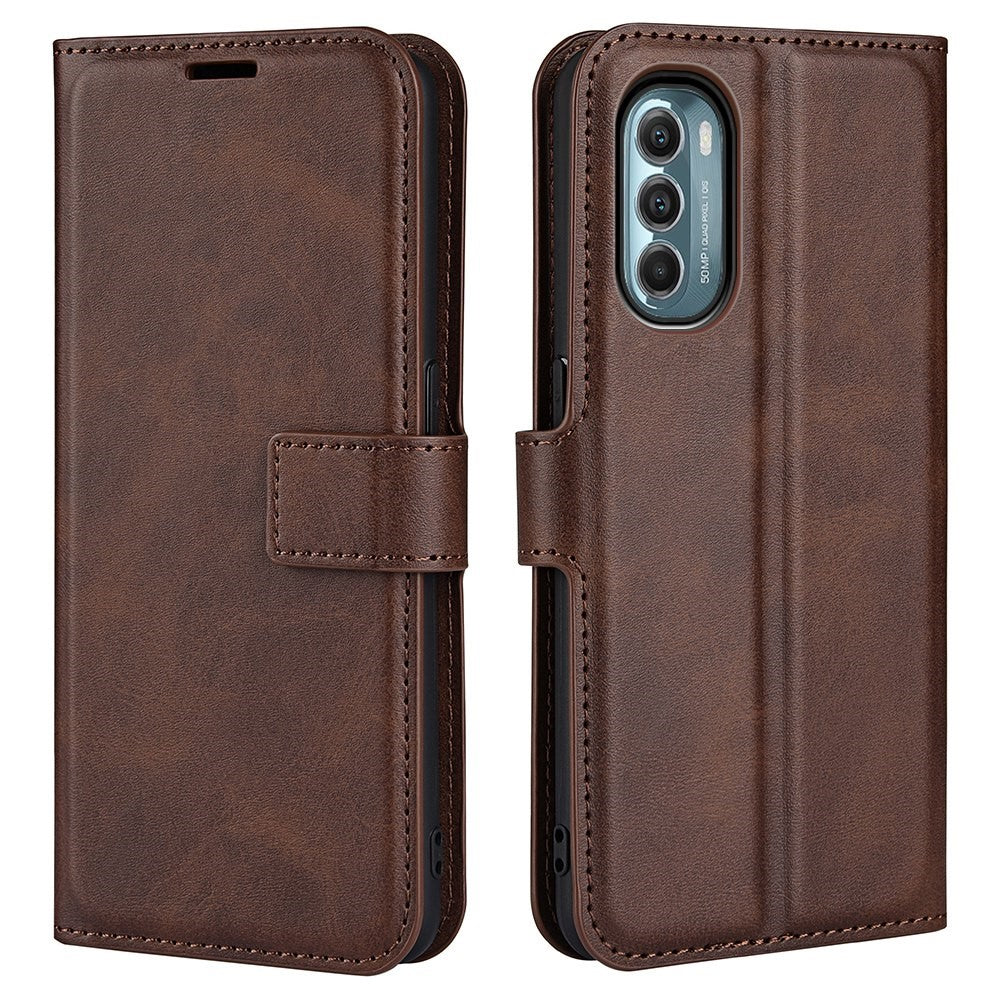 Wallet-style leather case for Motorola Moto G (2022) - Brown