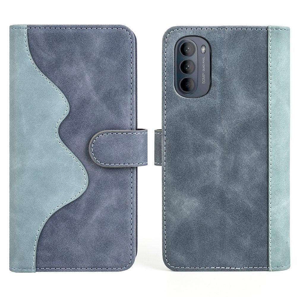 Two-color leather flip case for Motorola Moto G52 - Blue