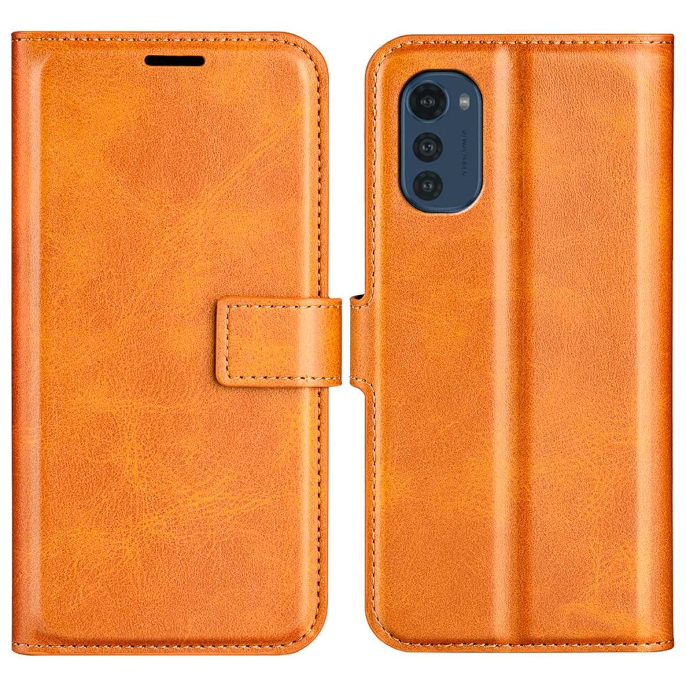 Wallet-style leather case for Motorola Moto E32 - Yellow