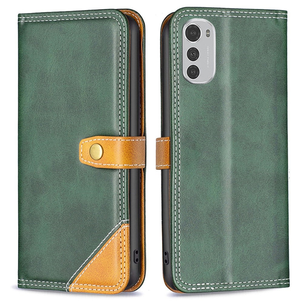 BINFEN two-color leather case for Motorola Moto E32 - Green