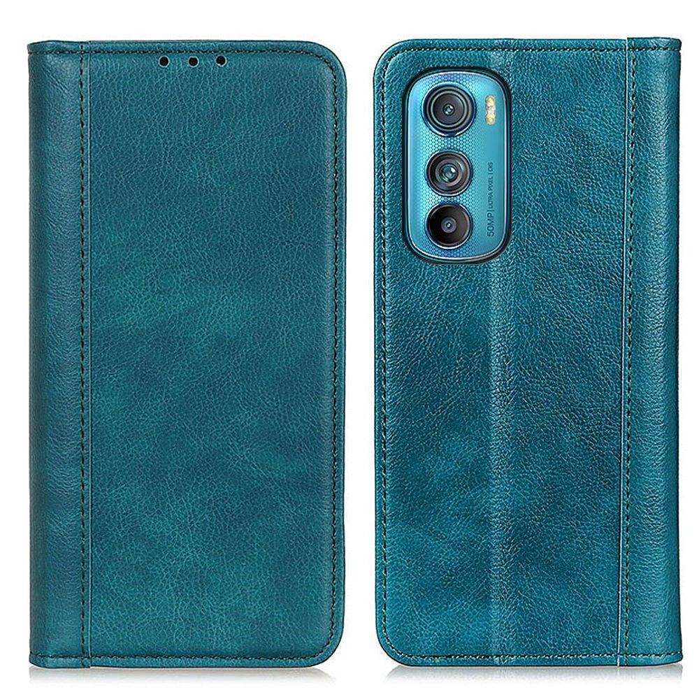 Genuine leather case with magnetic closure for Motorola Edge 30 - Green