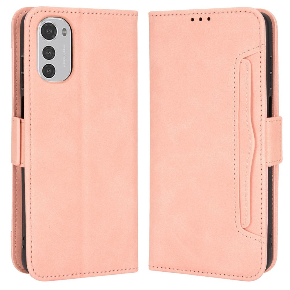 Modern-styled leather wallet case for Motorola Moto E32s / E32 - Pink
