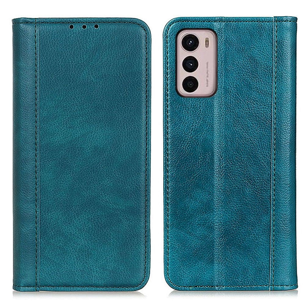 Genuine leather case with magnetic closure for Motorola Moto G42 - Green