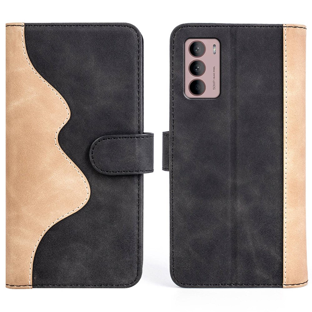 Two-color leather flip case for Motorola Moto G42 - Black