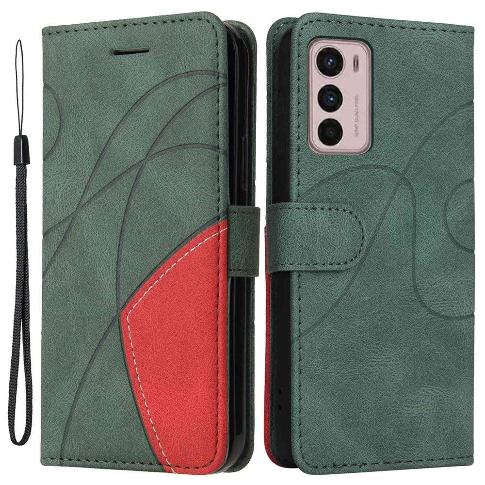 Textured leather case with strap for Motorola Moto G42 - Green