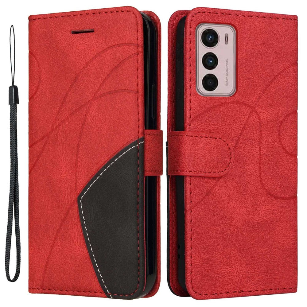 Textured leather case with strap for Motorola Moto G42 - Red