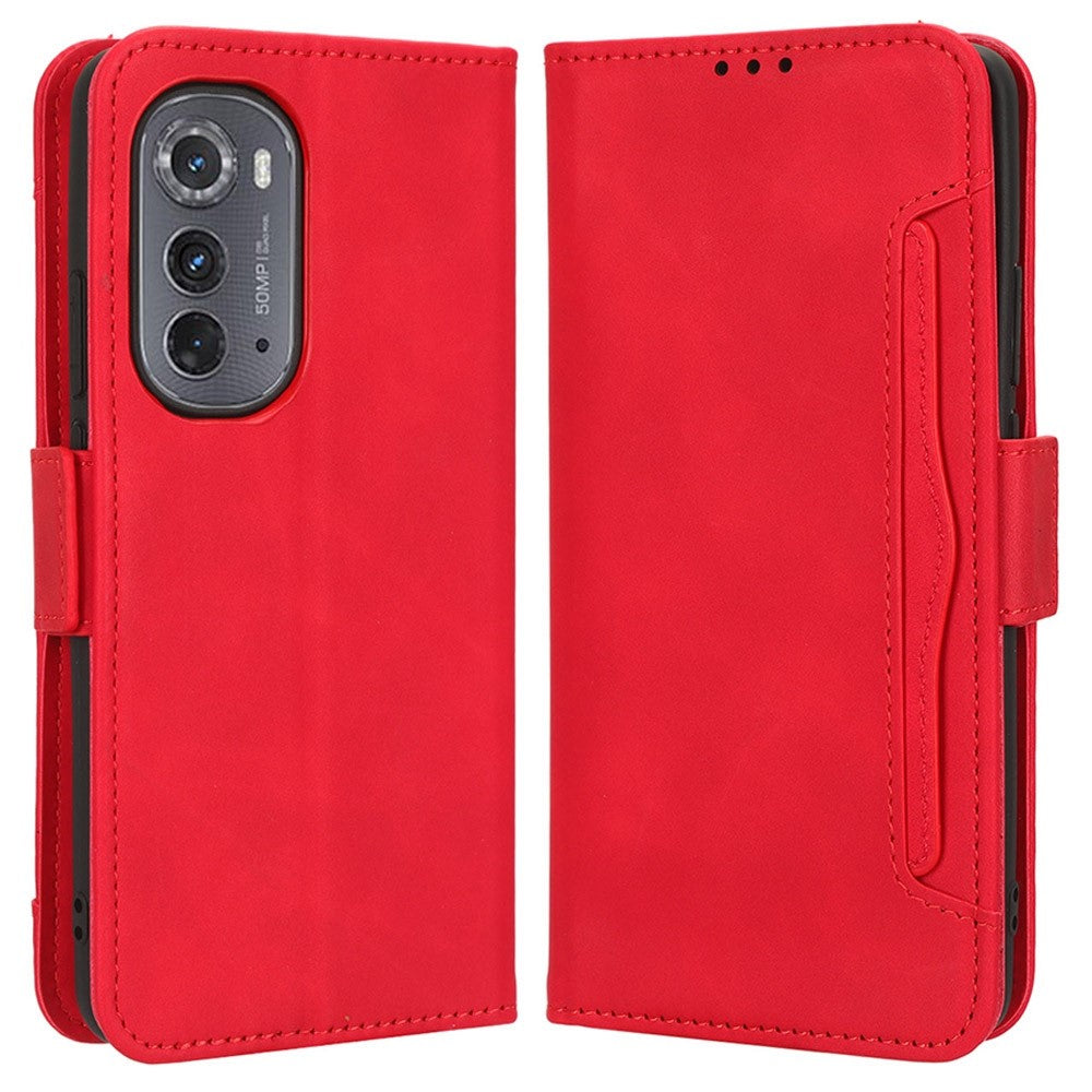 Modern-styled leather wallet case for Motorola Moto Edge 2022 - Red