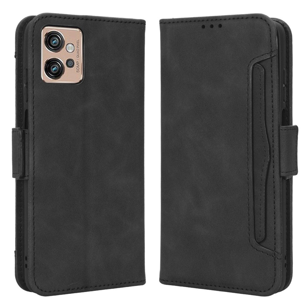 Modern-styled leather wallet case for Motorola Moto G32 - Black