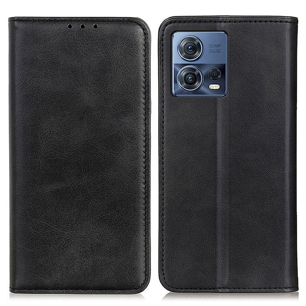 Wallet-style genuine leather flipcase for Motorola Moto S30 Pro - Black
