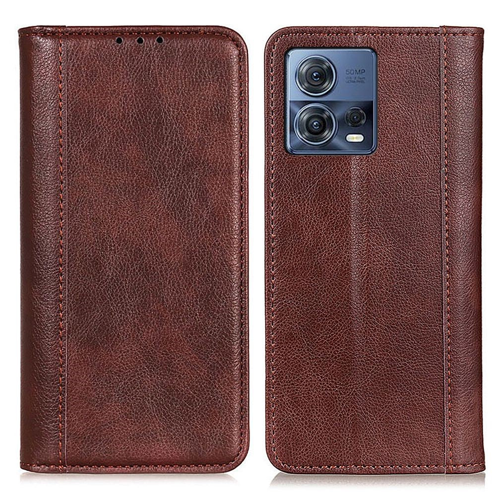 Genuine leather case with magnetic closure for Motorola Moto S30 Pro - Brown