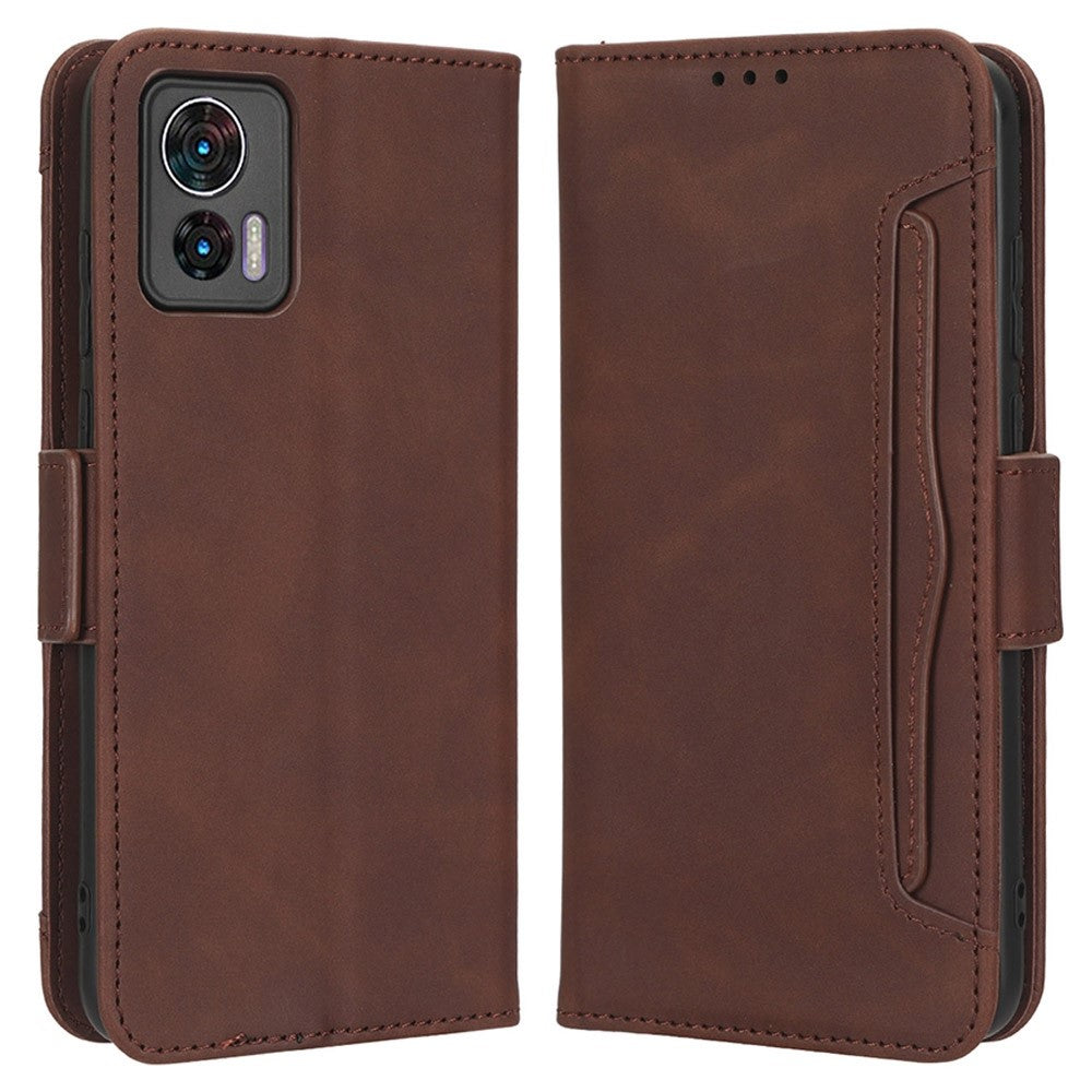 Modern-styled leather wallet case for Motorola Edge 30 Neo - Brown