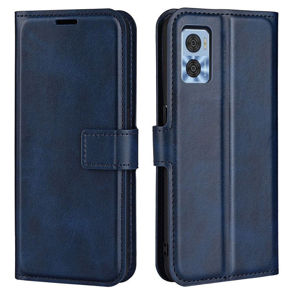 Wallet-style leather case for Motorola Moto E22 - Blue