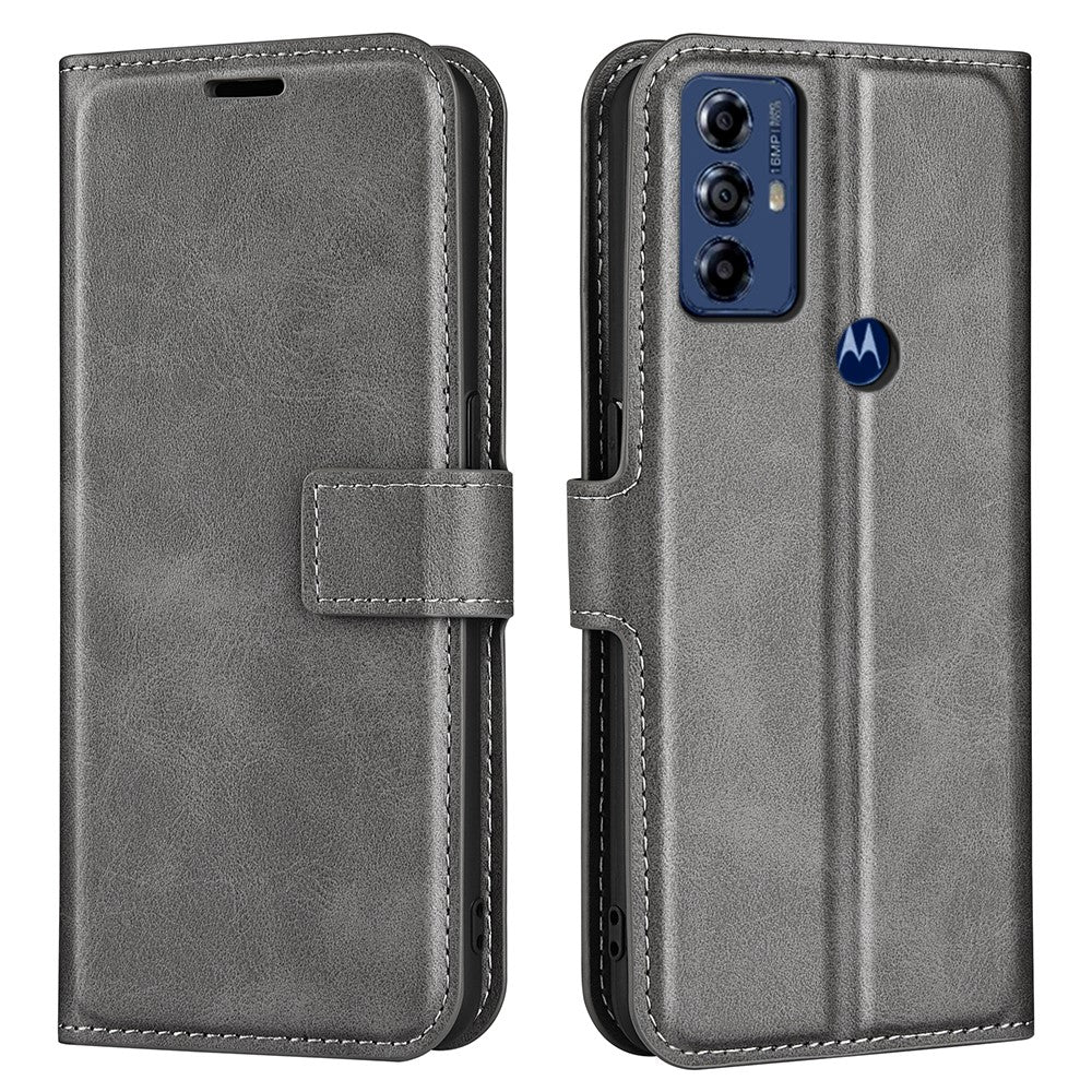 Wallet-style leather case for Motorola Moto G Play (2023) - Grey