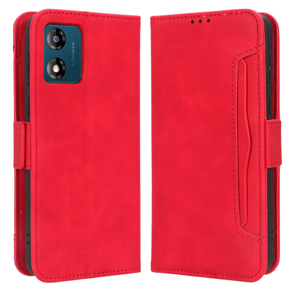 Modern-styled leather wallet case for Motorola Moto E13 - Red