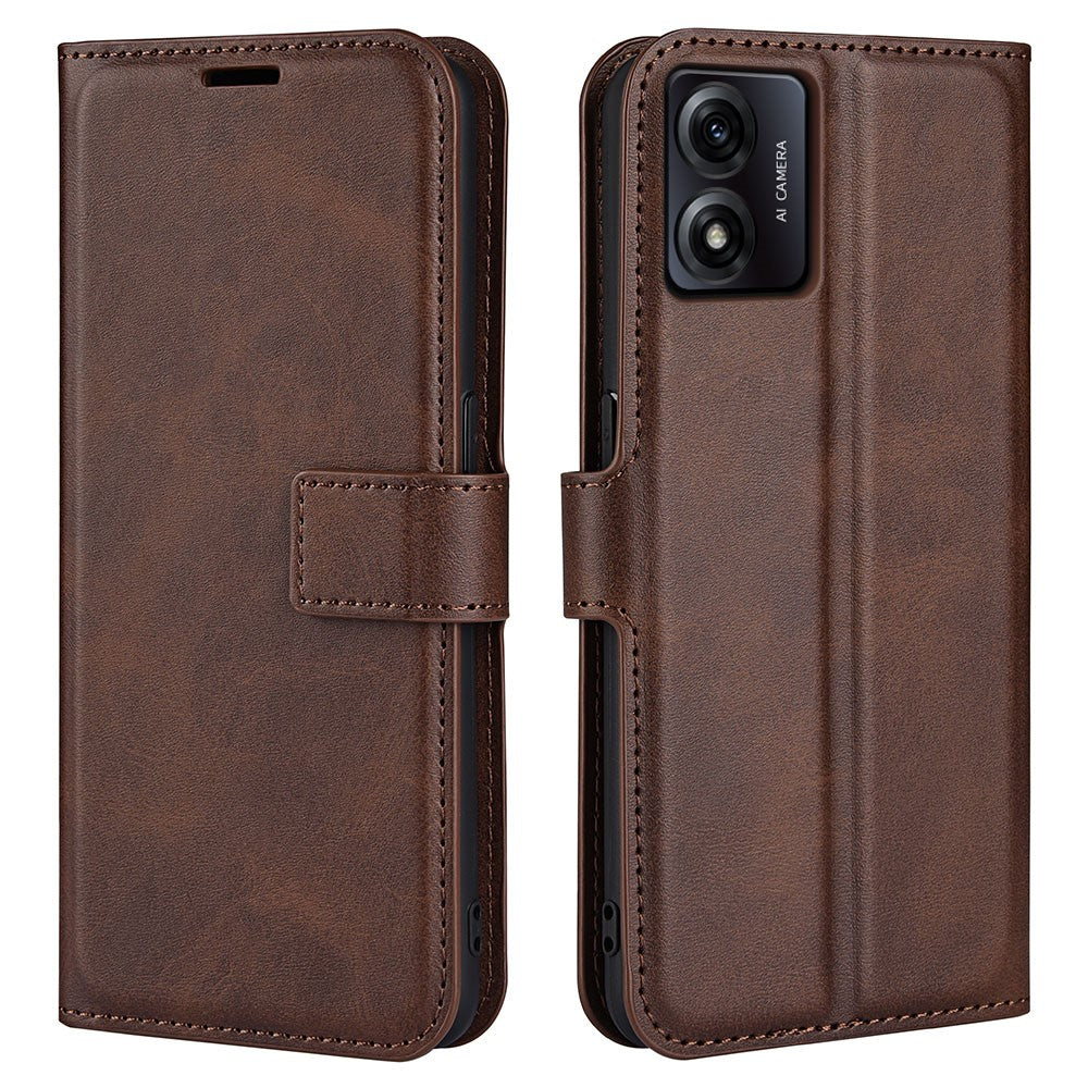 Wallet-style leather case for Motorola Moto E13 - Brown