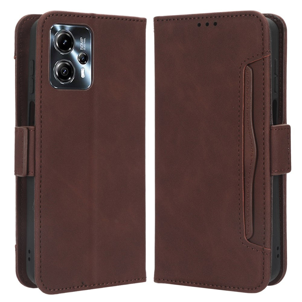 Modern-styled leather wallet case for Motorola Moto G23 / G13 - Brown