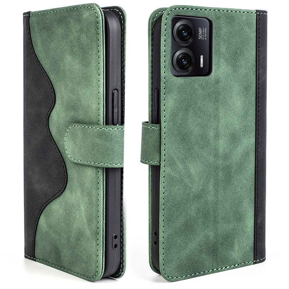 Two-color leather flip case for Motorola Moto G73 - Green