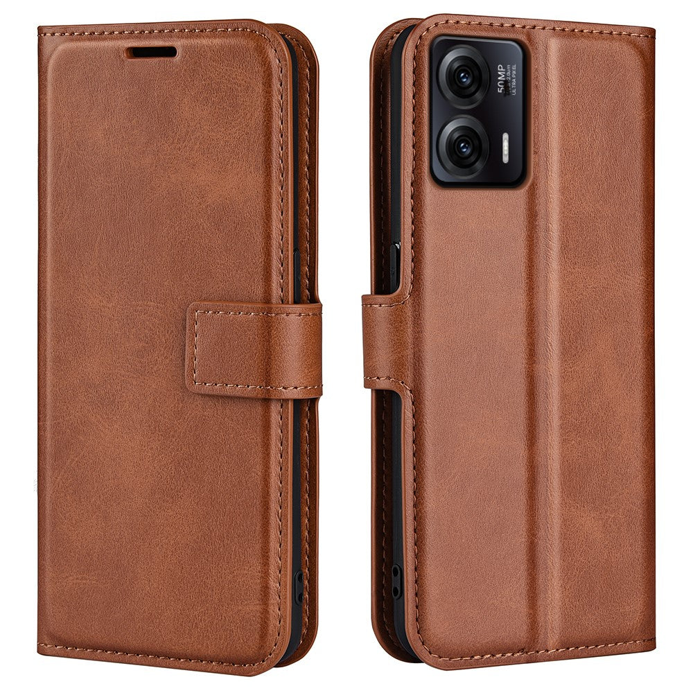 Wallet-style leather case for Motorola Moto G73 - Light Brown