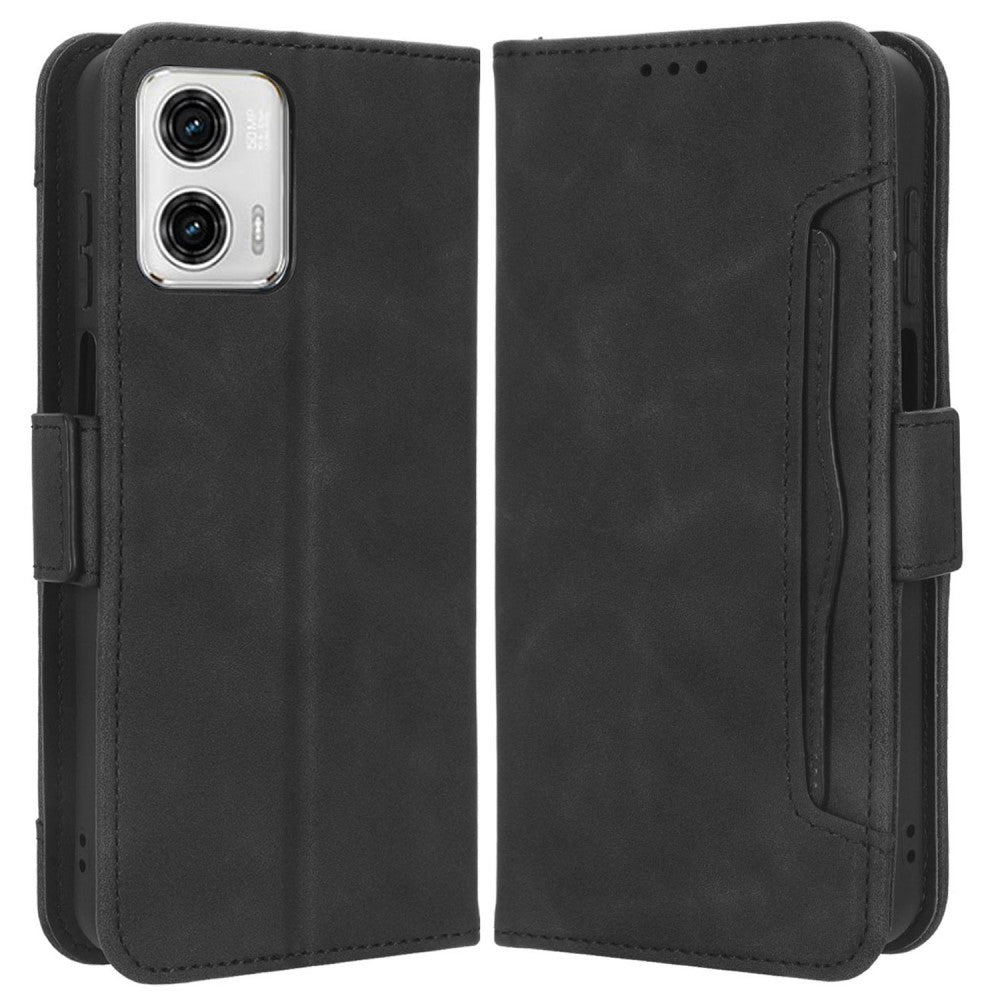 Modern-styled leather wallet case for Motorola Moto G73 - Black