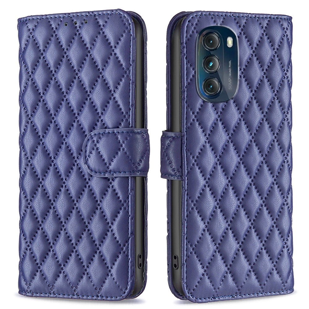 Rhombus pattern matte flip case for Motorola Moto G (2023) - Blue