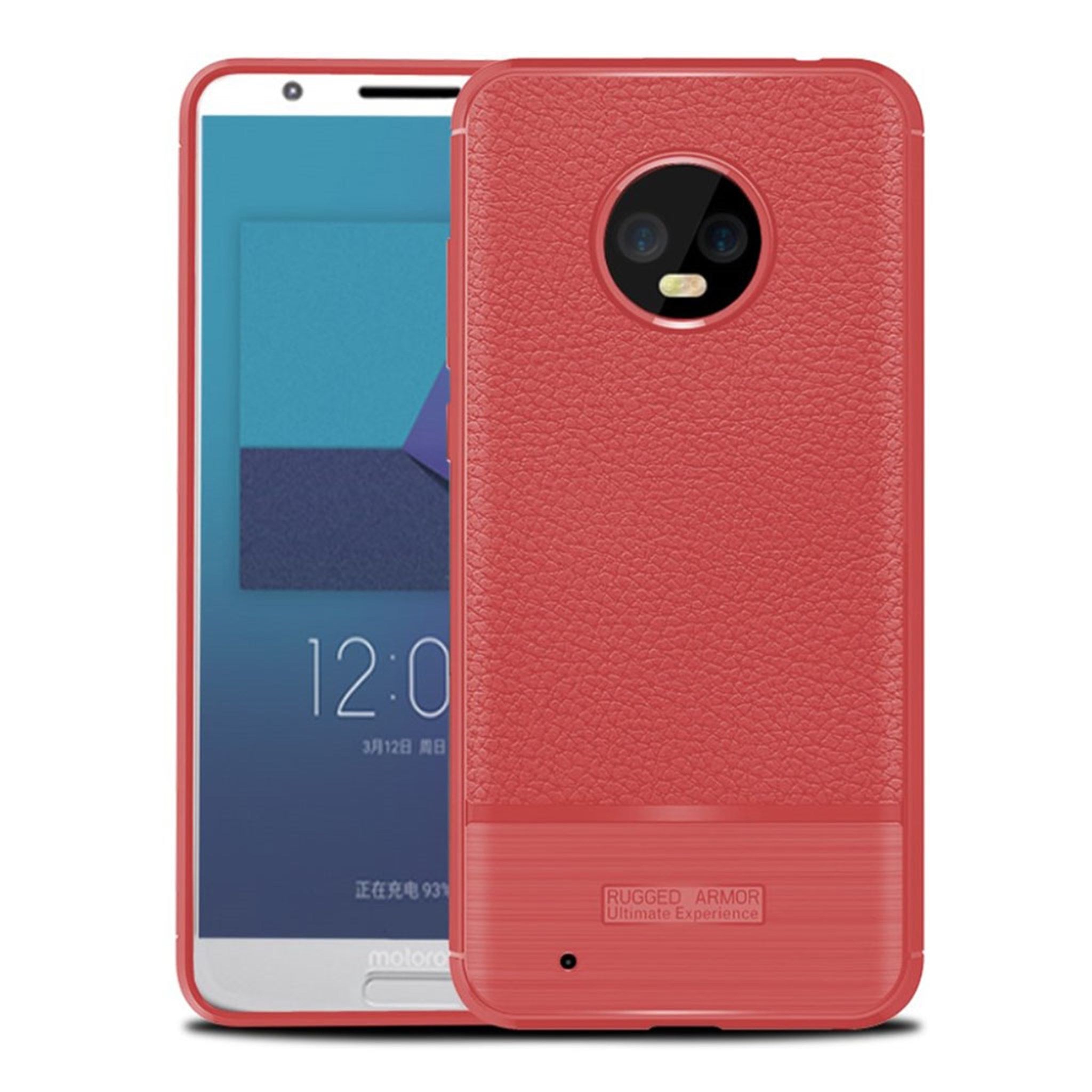 Motorola Moto G6 litchi texture case - Red