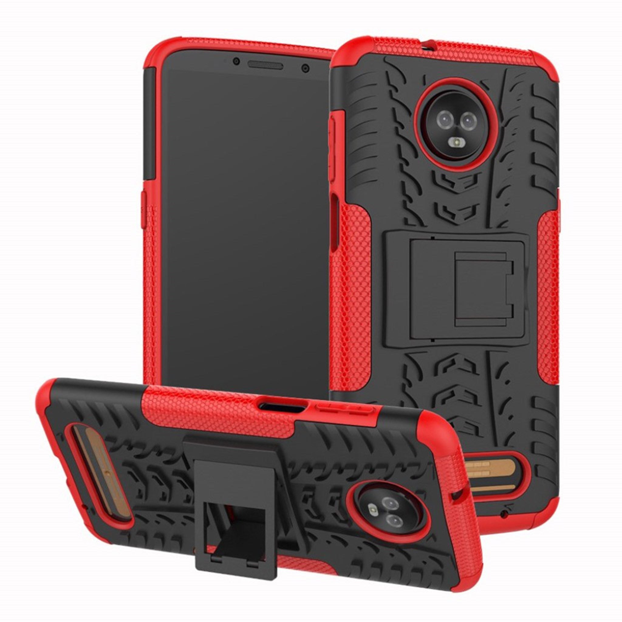 Motorola Moto Z3 Play cool tyre kickstand hybrid case - Red