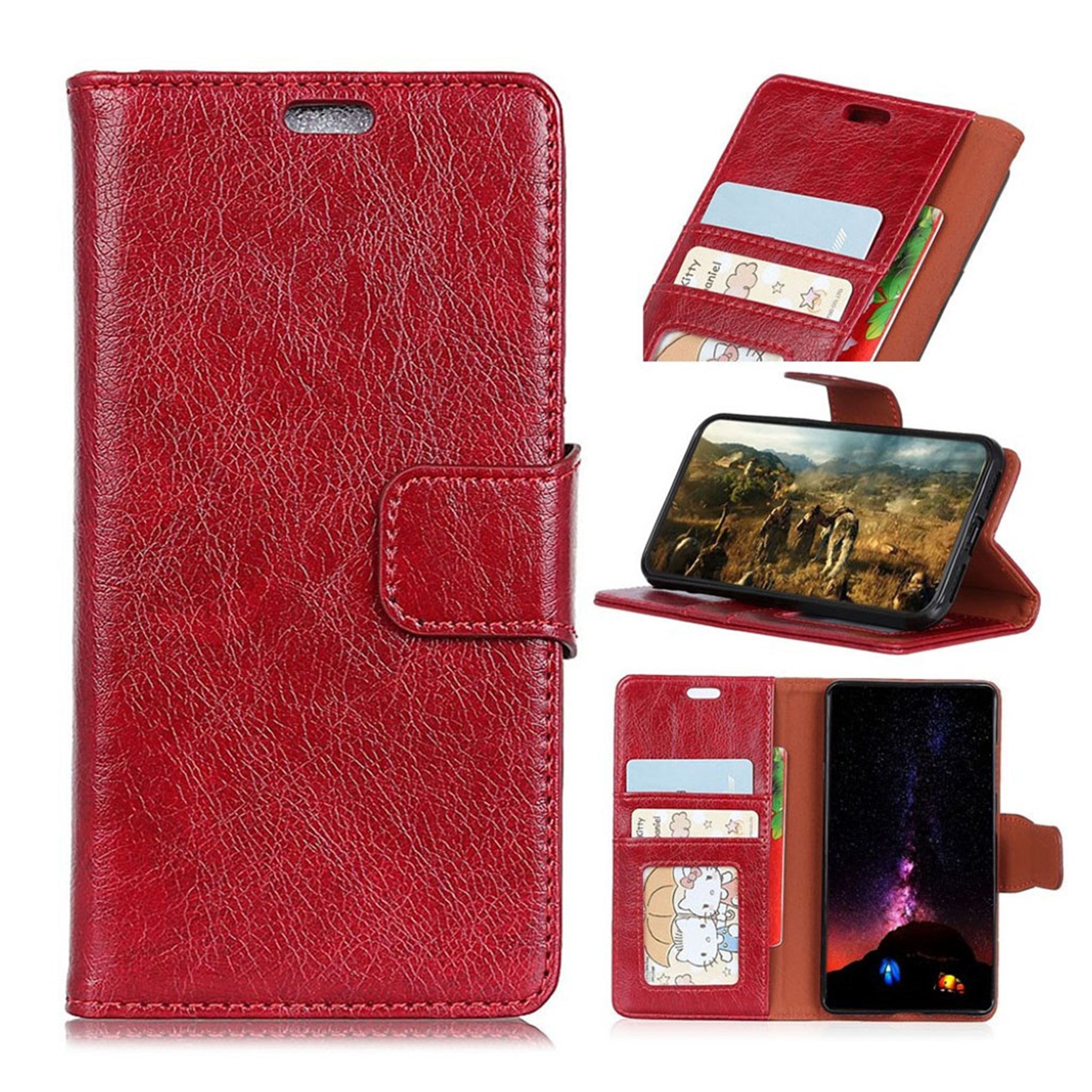 Motorola Moto E5 Play textured split leather case - Red