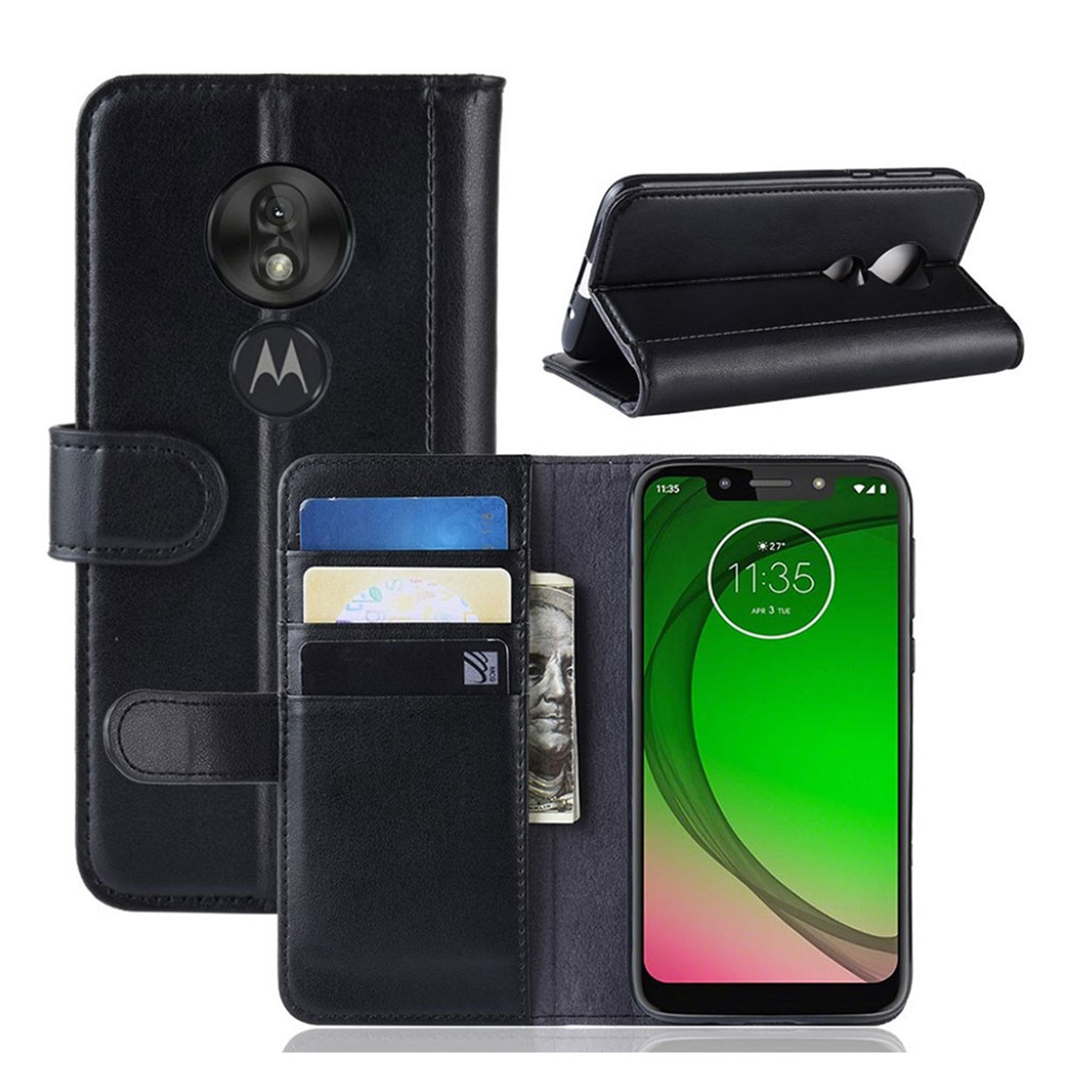 Motorola Moto G7 Play split leather case - Black