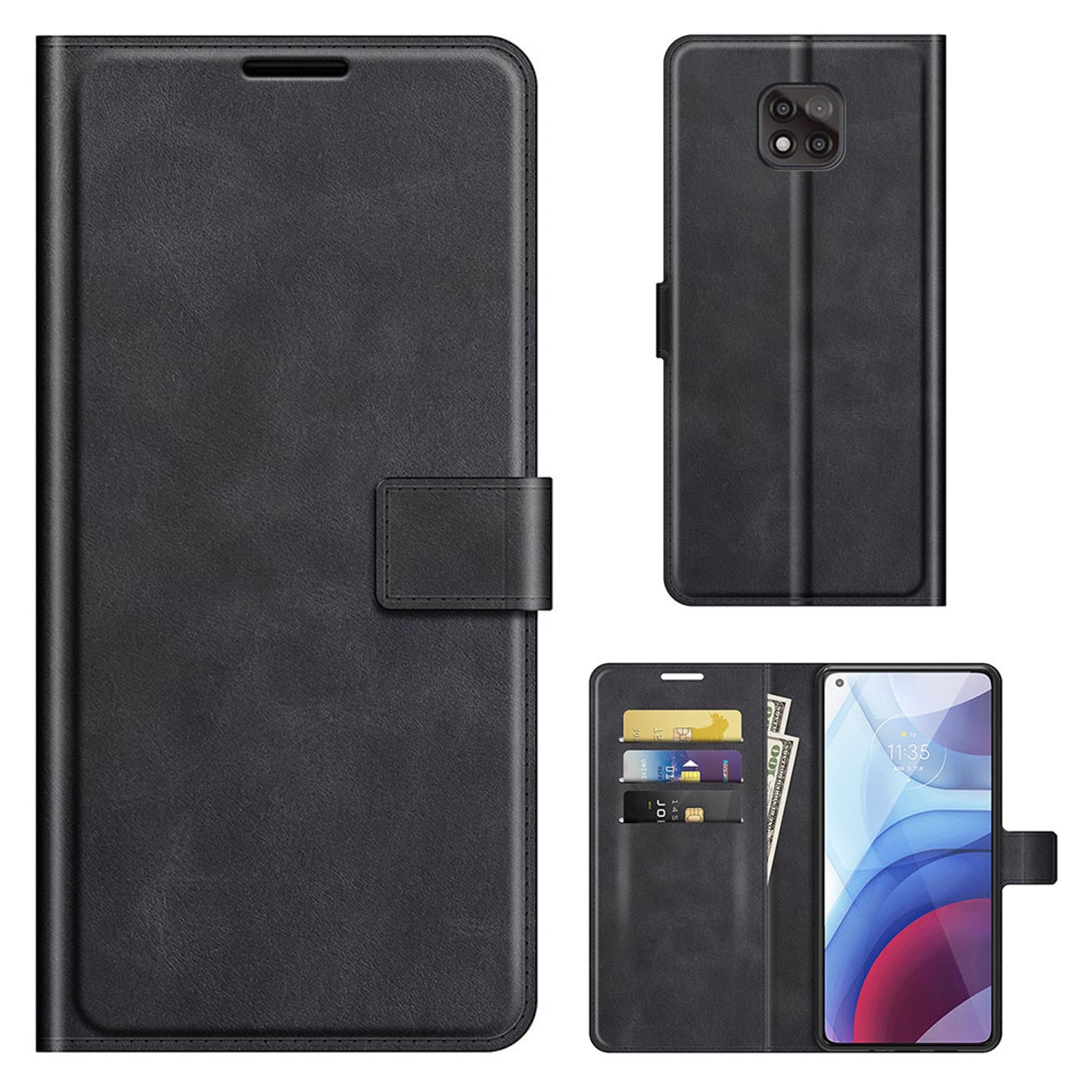 Wallet-style leather case for Motorola Moto G Power (2021) - Black