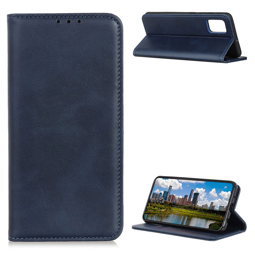 Wallet-style genuine leather flipcase for Motorola Moto G Stylus (2021) - Blue