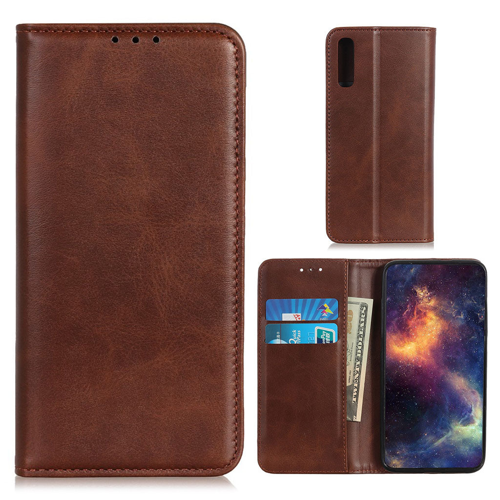 Wallet-style genuine leather flipcase for Sony Xperia 5 II - Coffee