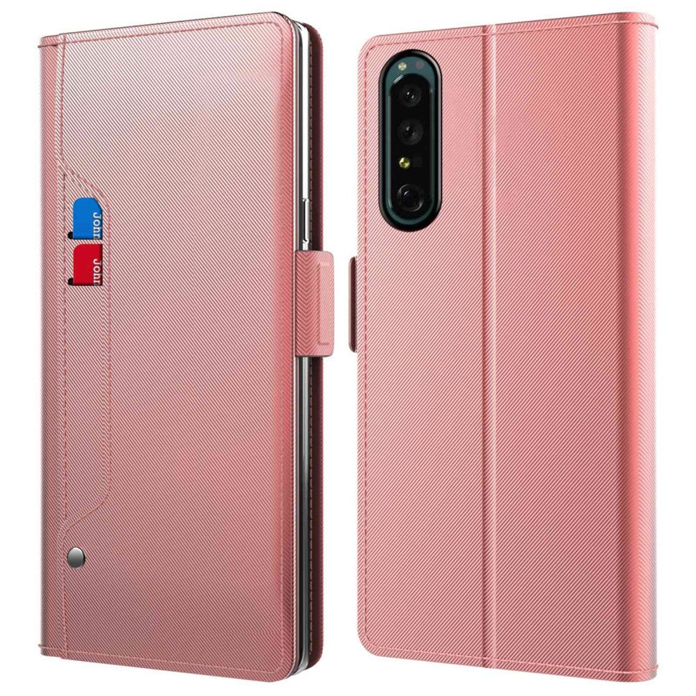 Phone case with make-up mirror and slick design for Sony Xperia 5 II - Rose Gold