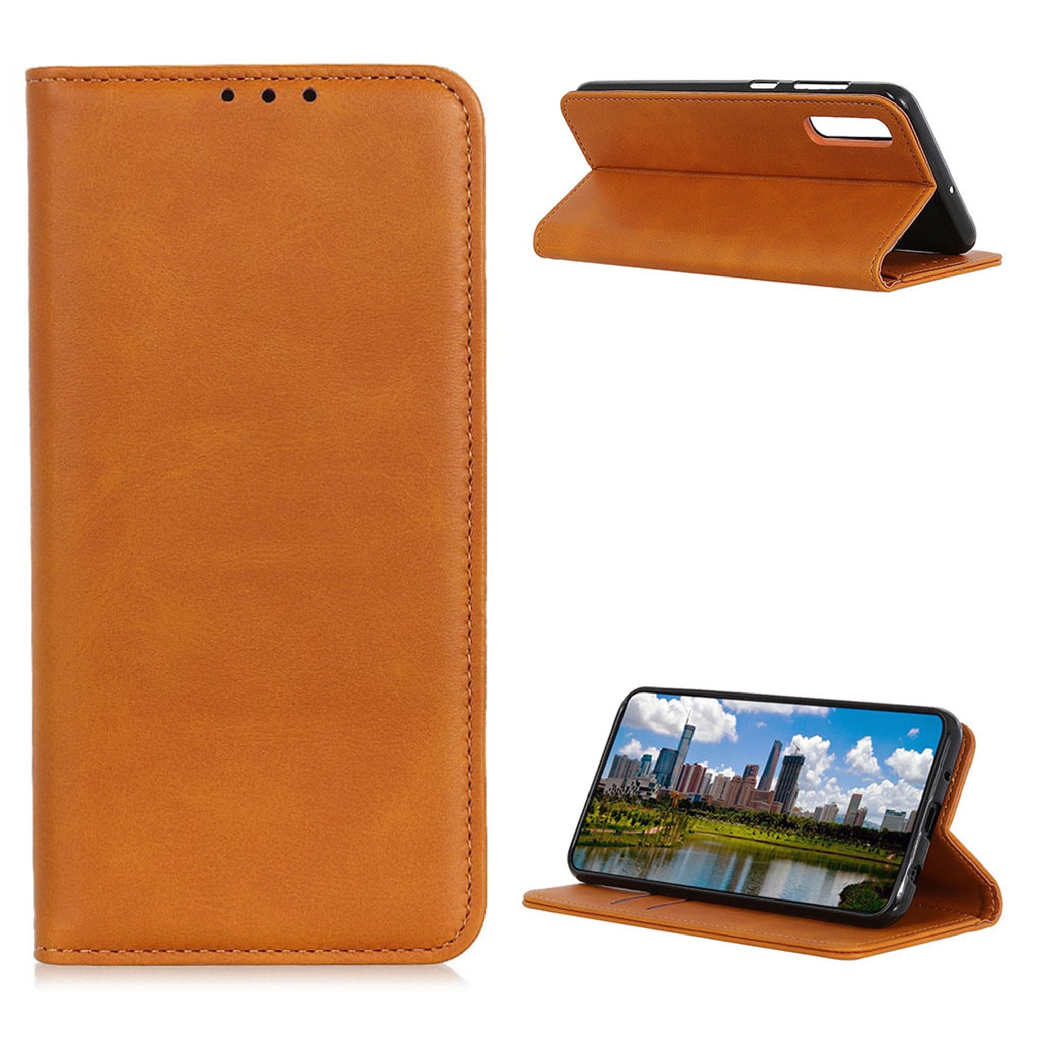 Wallet-style genuine leather flipcase for Sony Xperia Ace 2 - Brown