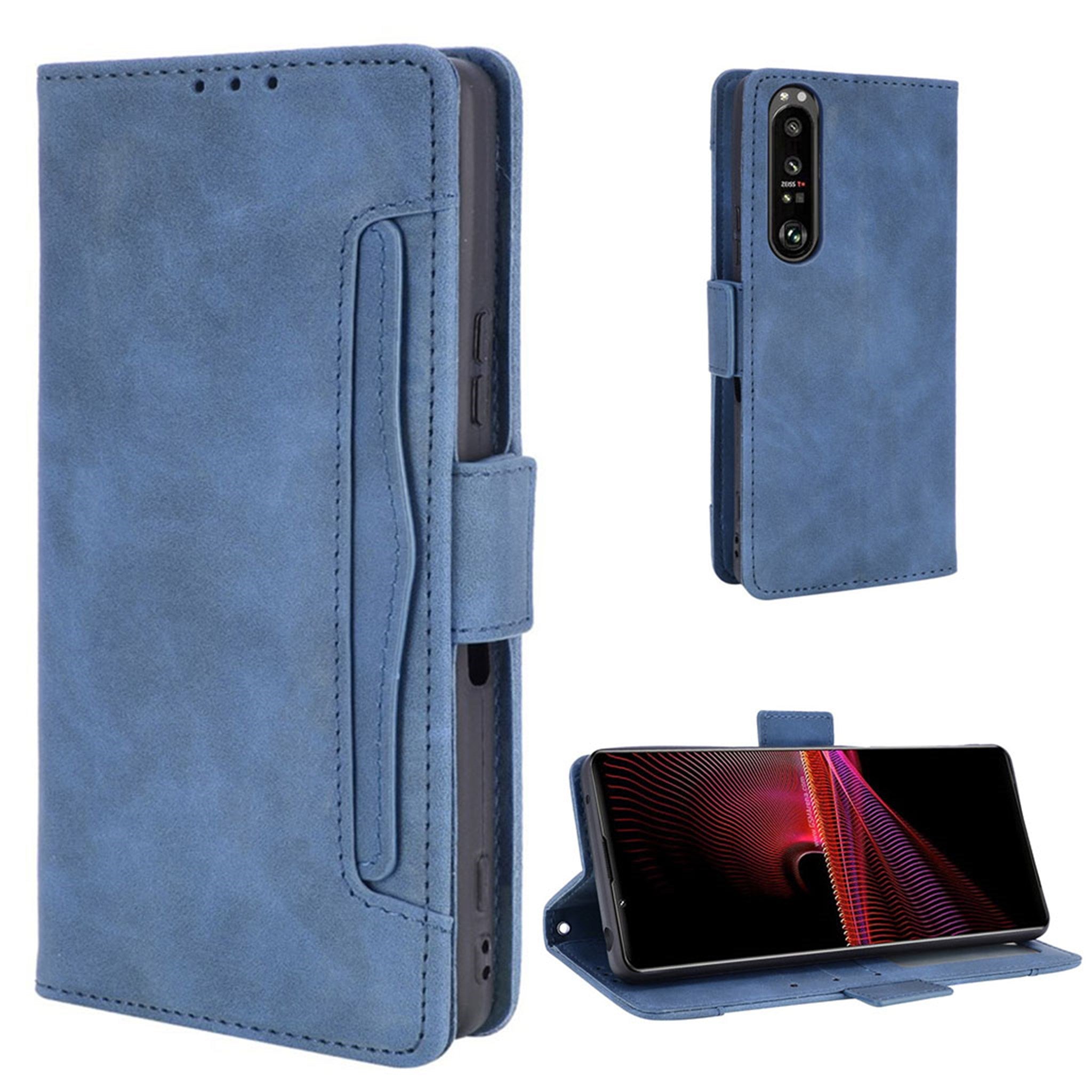 Modern-styled leather wallet case for Sony Xperia 1 III - Blue