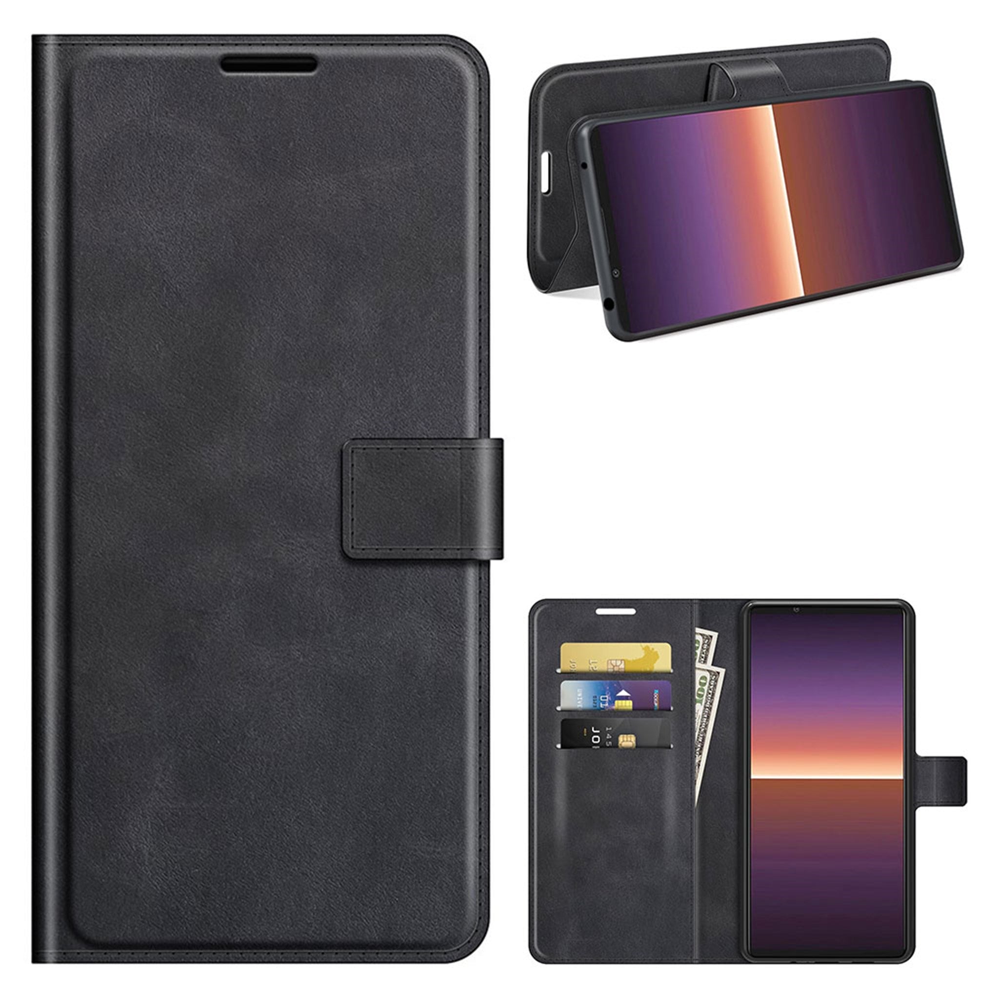 Wallet-style leather case for Sony Xperia 1 III - Black