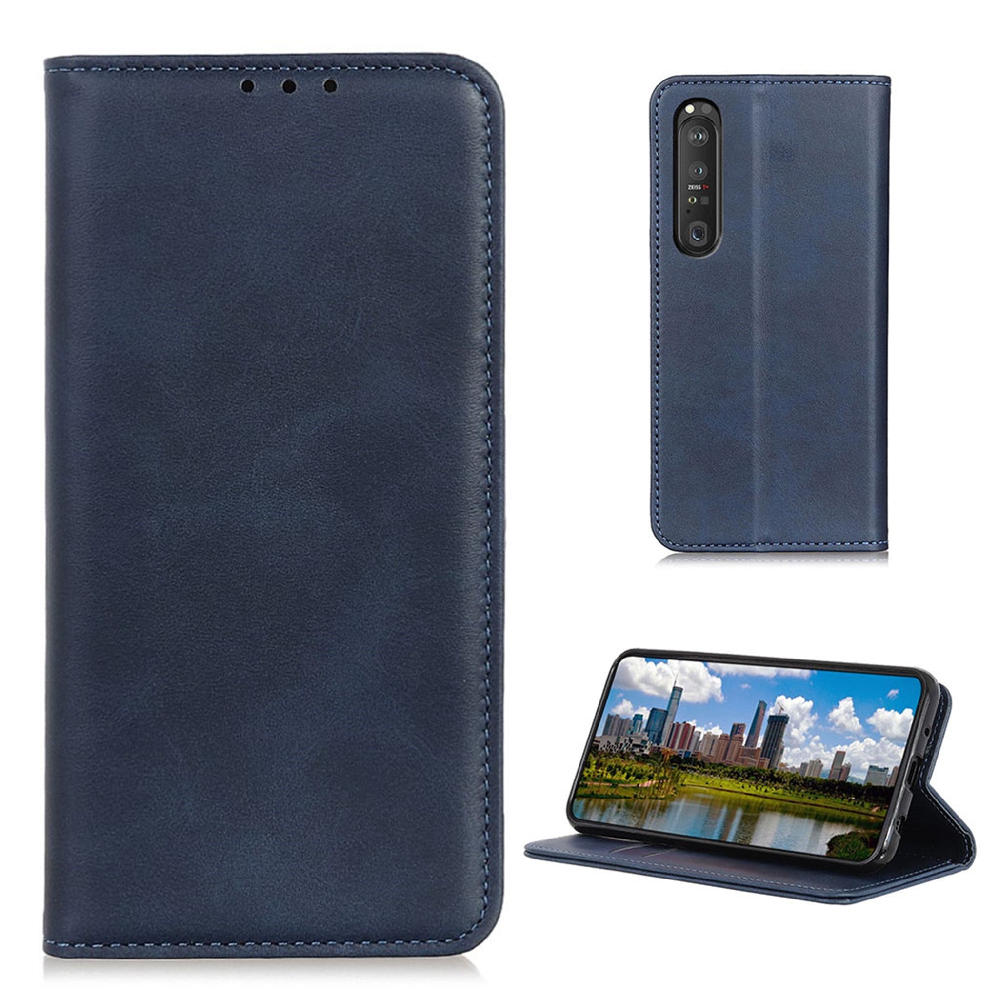 Wallet-style genuine leather flipcase for Sony Xperia 1 III - Blue