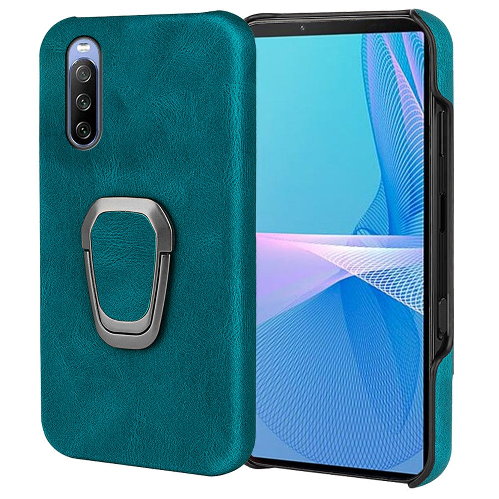 Shockproof leather cover with oval kickstand for Sony Xperia 10 III Lite / 10 III - Blue