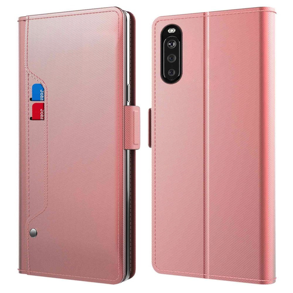 Phone case with make-up mirror and slick design for Sony Xperia 10 III Lite / 10 III - Rose Gold