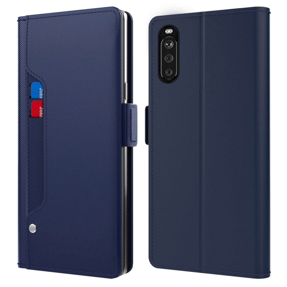 Phone case with make-up mirror and slick design for Sony Xperia 10 III Lite / 10 III - Blue