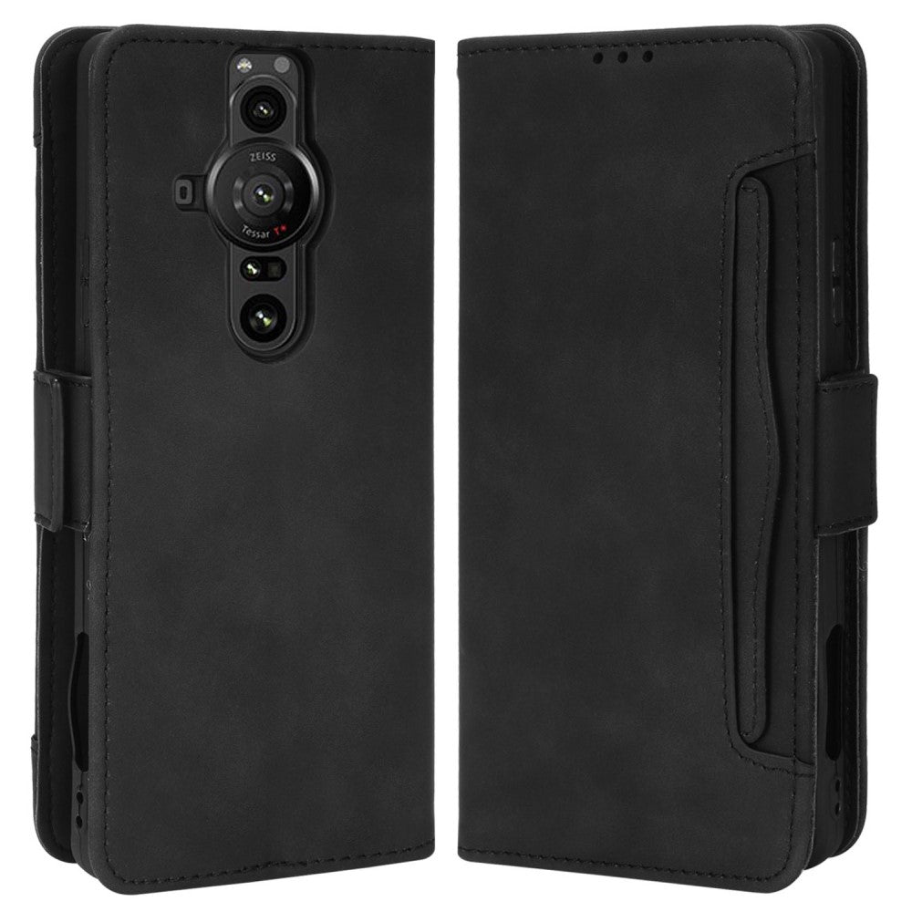 Modern-styled leather wallet case for Sony Xperia Pro-I - Black