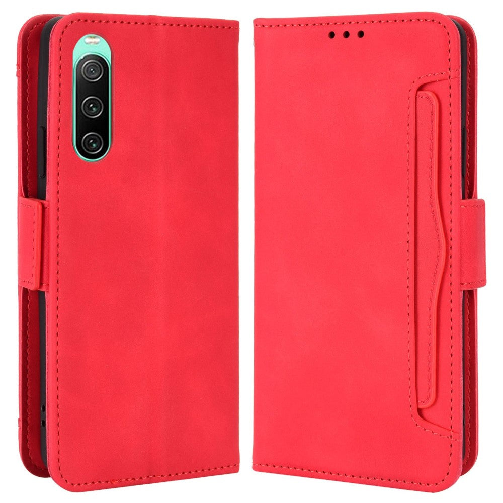 Modern-styled leather wallet case for Sony Xperia 10 IV - Red