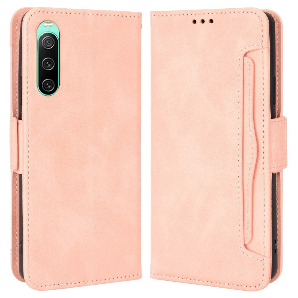 Modern-styled leather wallet case for Sony Xperia 10 IV - Pink