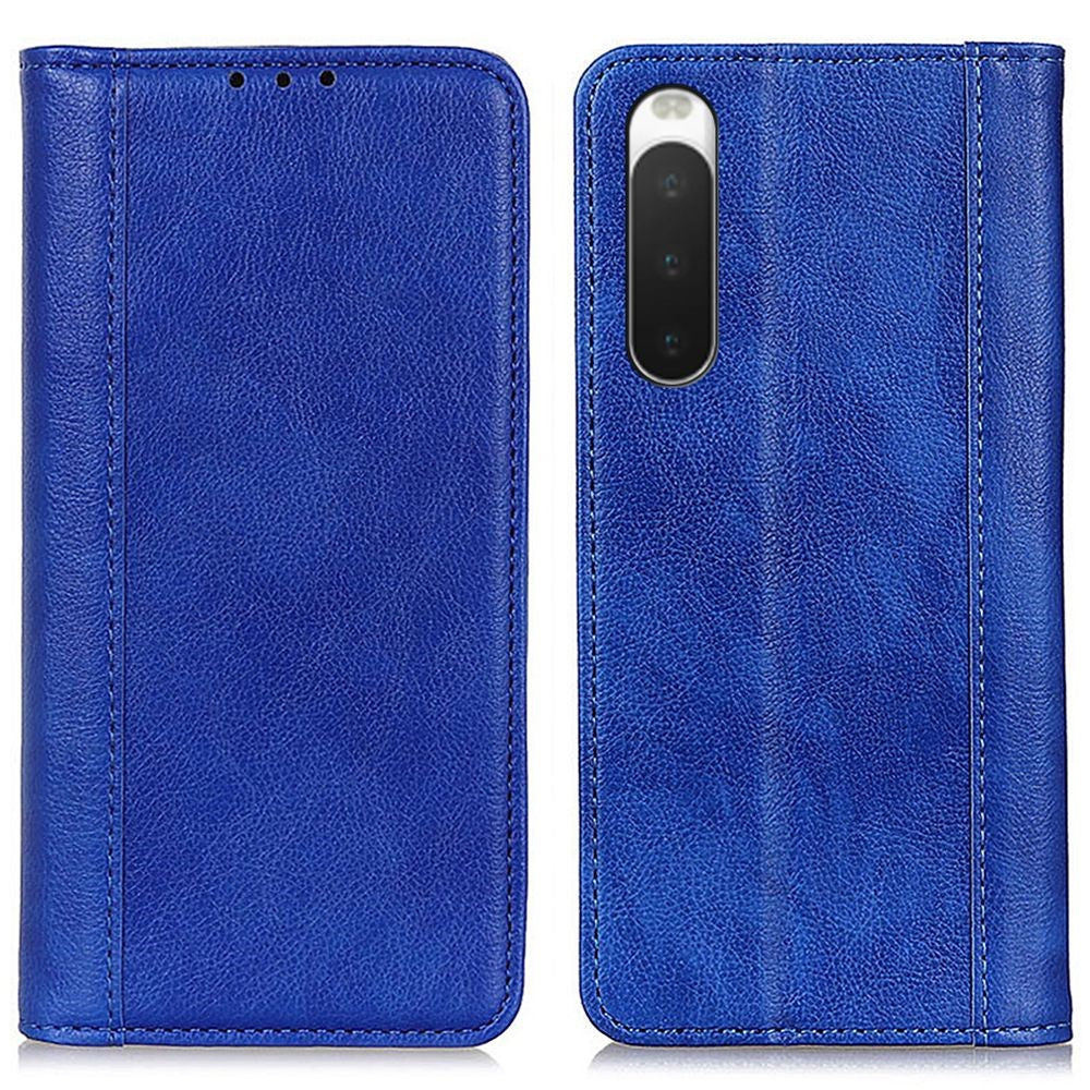 Genuine leather case with magnetic closure for Sony Xperia 10 IV - Blue