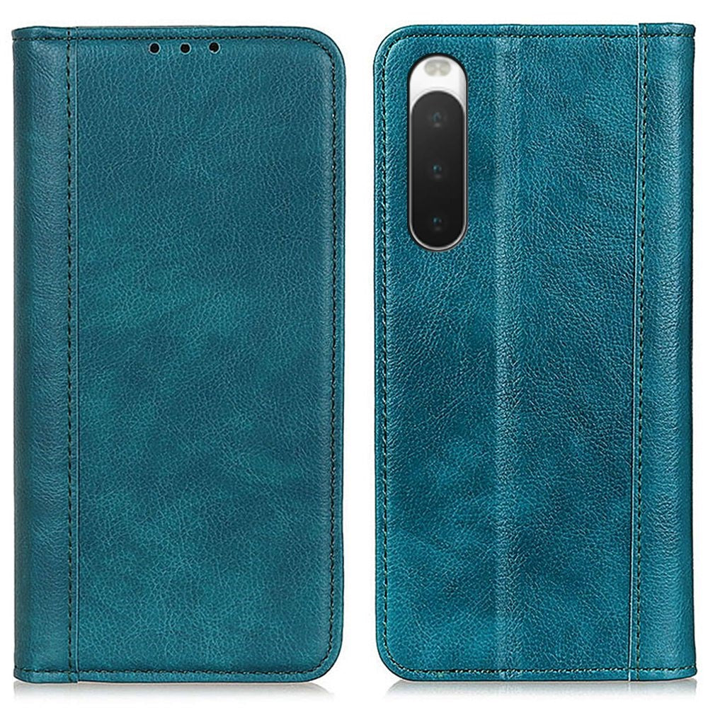 Genuine leather case with magnetic closure for Sony Xperia 10 IV - Green