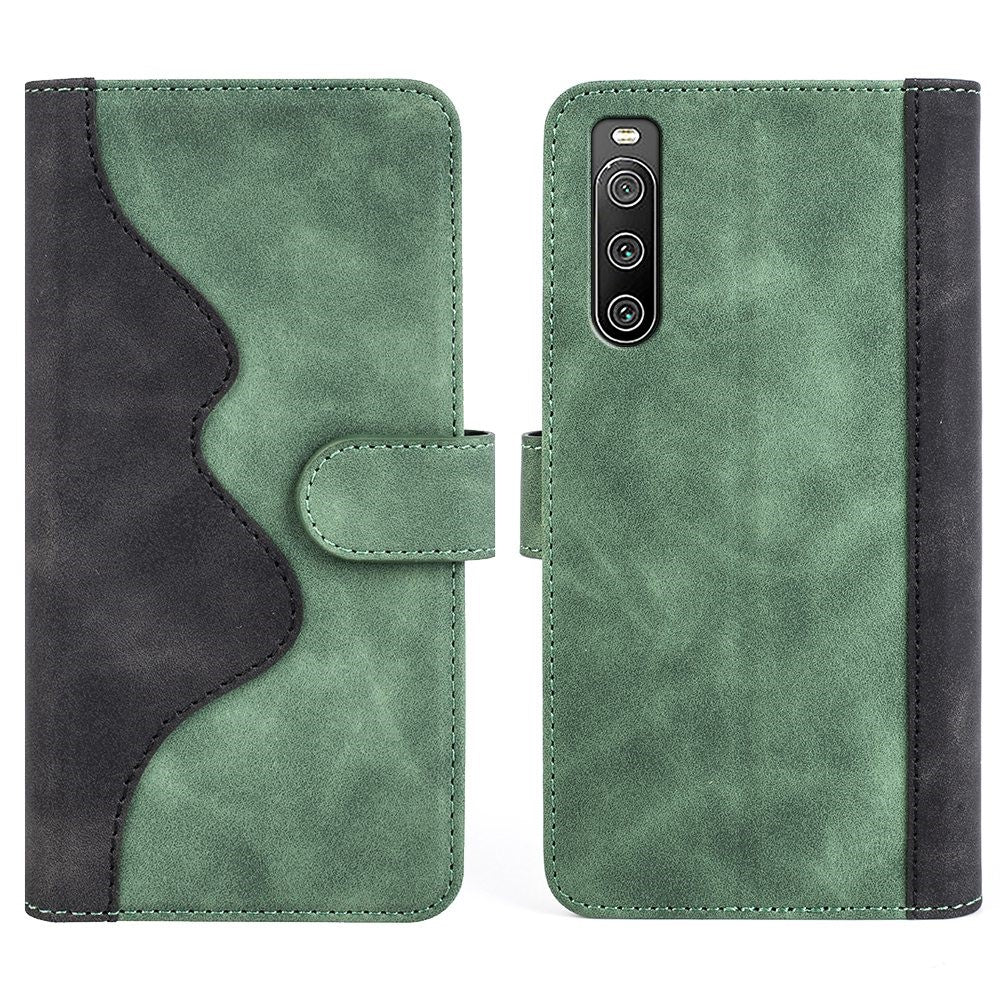 Two-color leather flip case for Sony Xperia 10 IV - Green