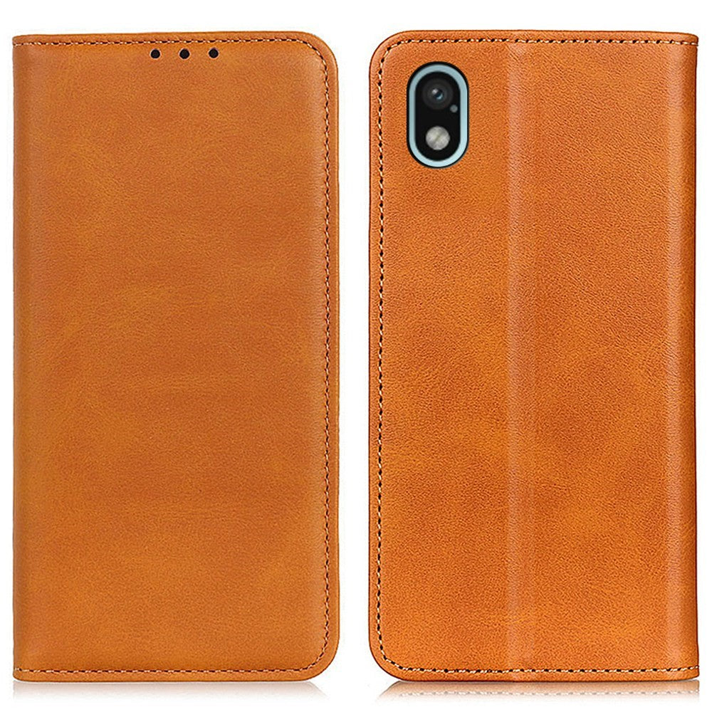 Wallet-style genuine leather flipcase for Sony Xperia Ace III - Brown