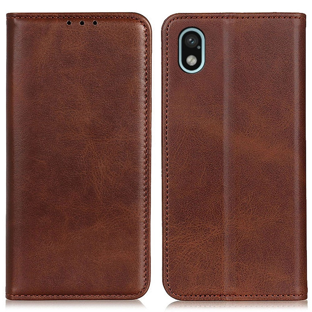 Wallet-style genuine leather flipcase for Sony Xperia Ace III - Coffee