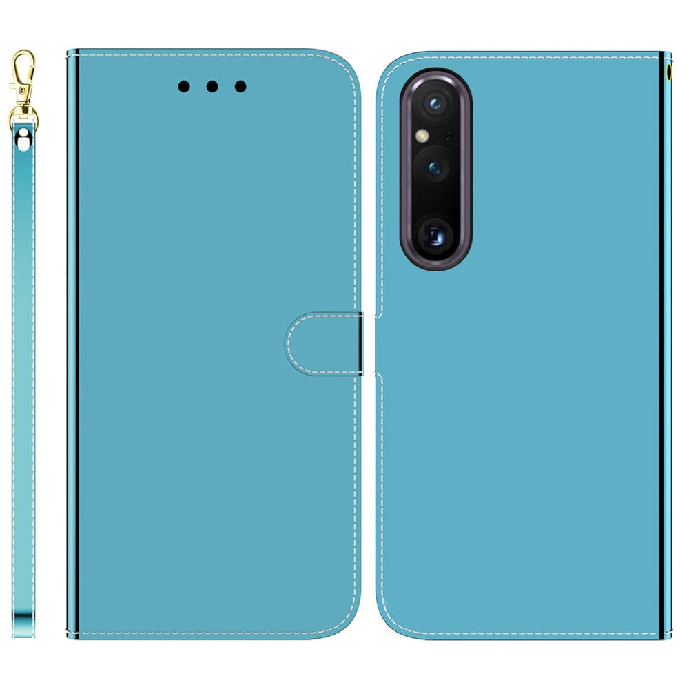 Mirror Sony Xperia 1 V flip case - Blue